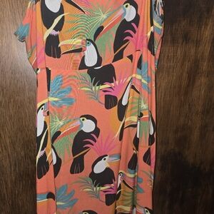 FARM Rio for Anthropologie Toucans Wrap Maxi in Coral Birds Tank Dress Sz L